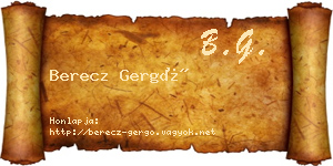 Berecz Gergő névjegykártya